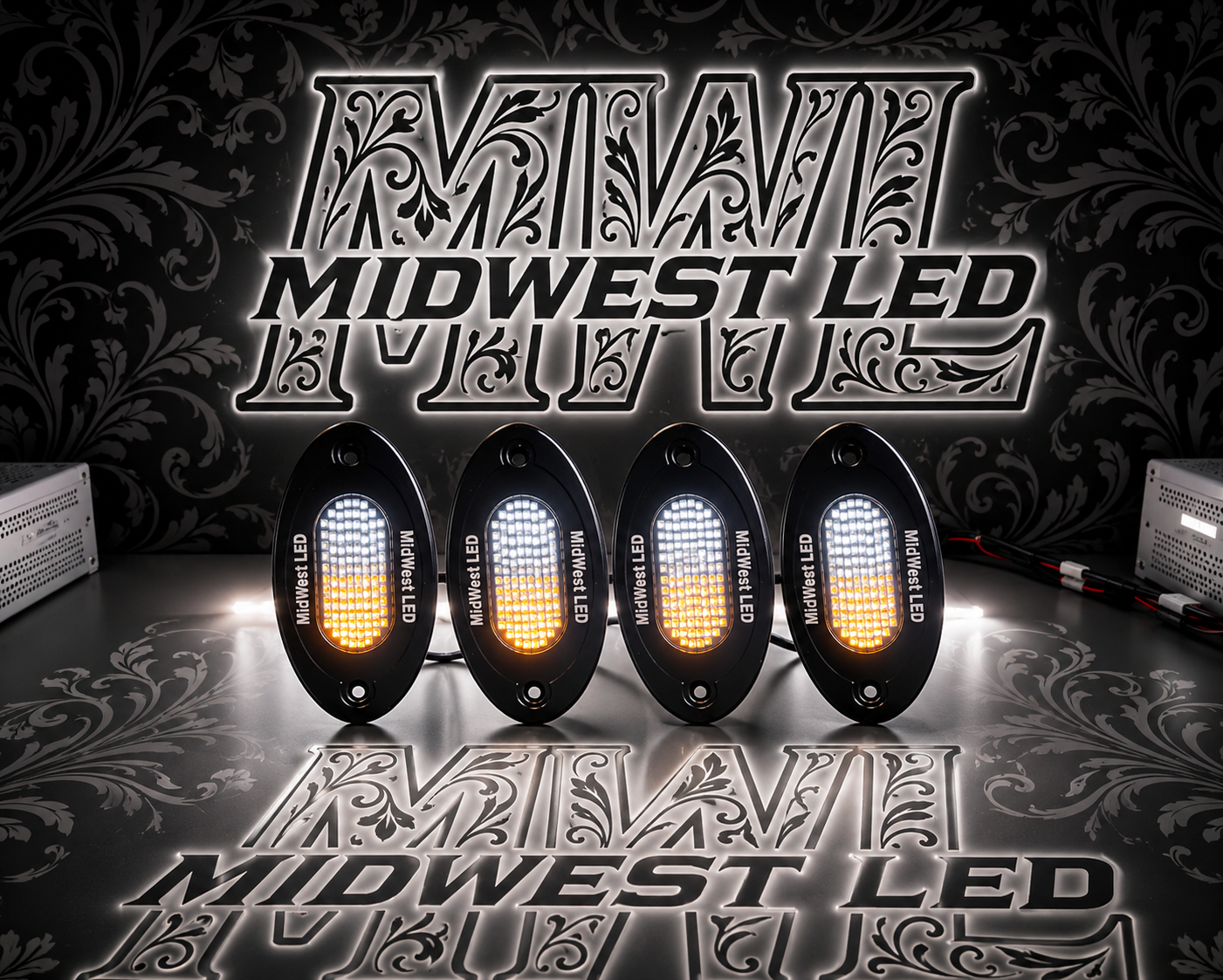 96 LED Rock Light - White / Amber Strobe P&P